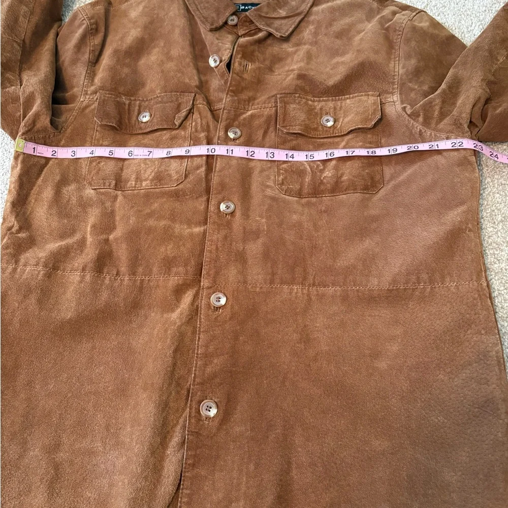 Vintage Bachrach 100 % Genuine Leather Suede Shirt Jacket Button Up Size Large - Picture 7 of 10